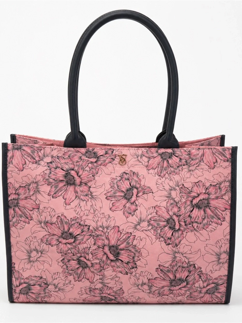 Victoria’s Secret Pink Floral Canvas Tote Bag Black Trim Coquette Balletcore NWT